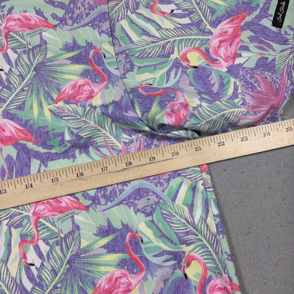Bad Birdie Polo Shirt Men Large Flamingo Tropical Print Stretch Golf MINGOS - Picture 5 of 9